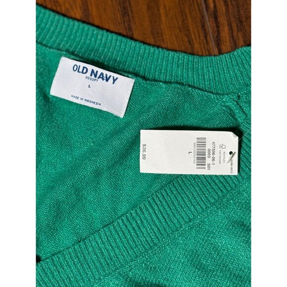 NEW Old Navy  Womens L Green V-Neck Sweater Cotton Bleand Long sleeve Pullover - Picture 5 of 8